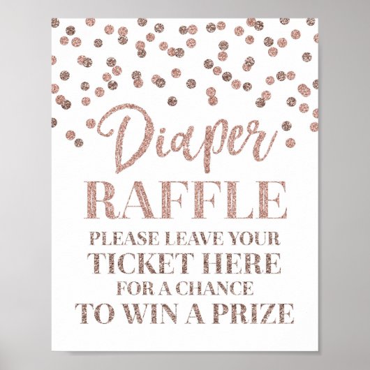 Rose Gold Confetti Windeln Raffle Baby Dusche Poster (Vorne)