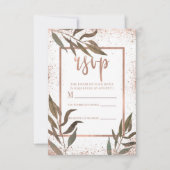 Rose Gold Copper Botanical Glam Wedding RSVP (Vorderseite)