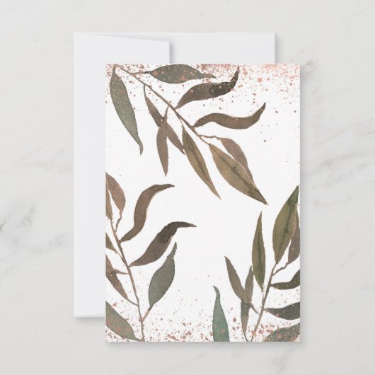 Rose Gold Copper Botanical Glam Wedding RSVP (Rückseite)