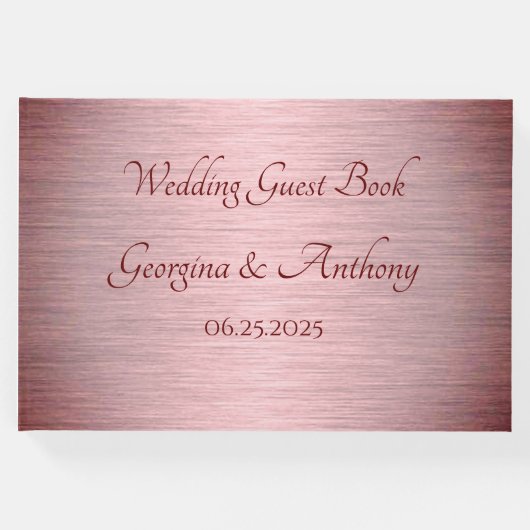 Rose Gold Copper Burgundy Wedding Gästebuch (Vorderseite)