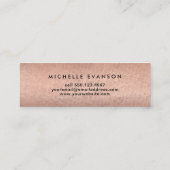 Rose Gold Copper Look Minimalistisch Mini Visitenkarte (Rückseite)