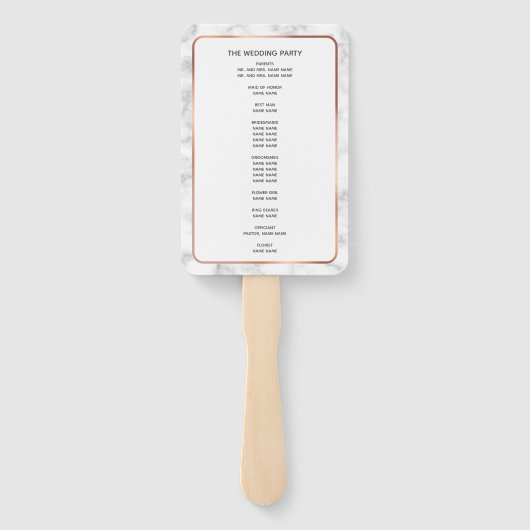 Rose Gold Copper Palm Tree Marmor Hochzeitsprogram Fächer (Rückseite)