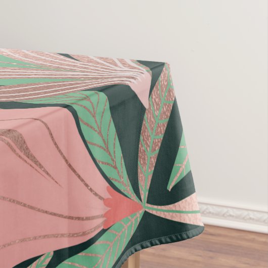 Rose Gold Coral Green Floral Blätter Illustratione Tischdecke (Beispiel)
