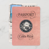 Rose Gold Costa Rica Passport Save The Date (Vorne/Hinten)