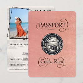 Rose Gold Costa Rica Passport Save The Date