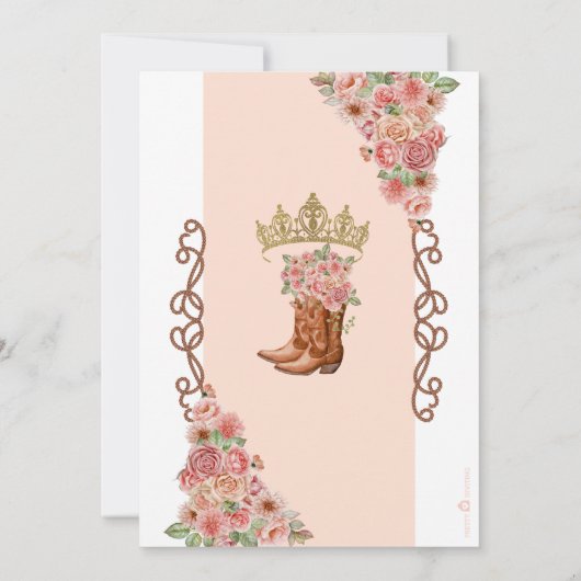 Rose Gold Country Western Charro Quinceanera Einladung (Rückseite)