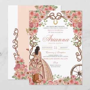 Rose Gold Country Western Charro Quinceanera Einladung