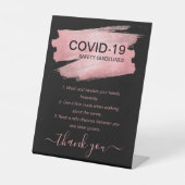 Rose Gold Covid Safety Guidelines Party Black Sockelschild (Vorderseite)