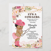 Rose Gold Cowgirl Baby Dusche Afroamerikaner Einladung (Vorderseite)
