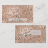 Rose Gold Crackle Sparkle Silberschere Stylist Visitenkarte (Vorne/Hinten)
