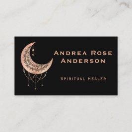 Rose Gold Crescent Moon Mandala Business Card Visitenkarte