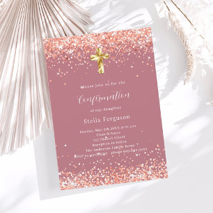Rose-Gold-Cross-Girl-Bestätigung Einladung