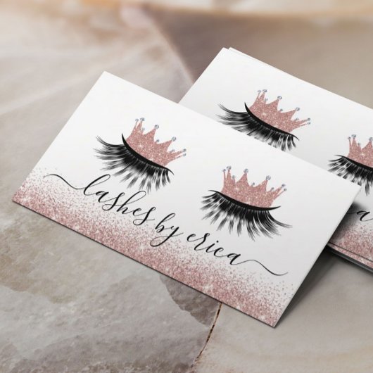 Rose Gold Crown Eyelash Diva Lashes Salon Visitenkarte