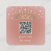 Rose Gold Crown Quinceañera Photo Scan Me QR RSVP Begleitkarte (Vorderseite)