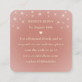 Rose Gold Crown Quinceañera Scan Me QR Code RSVP Begleitkarte (Rückseite)