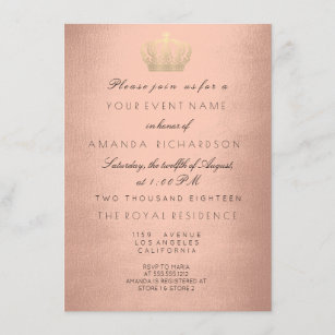 Rose Gold Crown Royal Glitzer 16. Bridal Lux Einladung