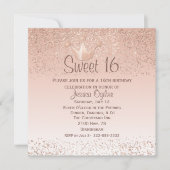 Rose Gold Crown Sweet 16 Geburtstag Einladung (Vorderseite)