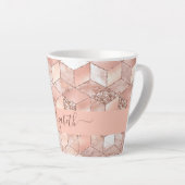Rose gold cube marble name glittere script milchtasse (Rechte Ecke)