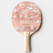 Rose gold cube marble name glittere script tischtennis schläger (Rückseite)