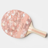 Rose gold cube marble name glittere script tischtennis schläger (Seitenansicht)