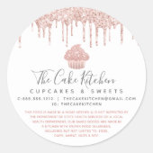 Rose Gold Cupcake Glitzer Tropfen Bäckerei Koch Re Runder Aufkleber (Vorderseite)