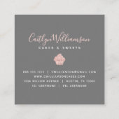 Rose Gold Cupcake Glitzer Tropfen Bäckerei Kondito Quadratische Visitenkarte (Rückseite)