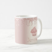 Rose Gold Cupcake Glitzer Tropfen moderne schicke  Kaffeetasse (VorderseiteRechts)