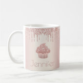 Rose Gold Cupcake Glitzer Tropfen moderne schicke Kaffeetasse (Links)