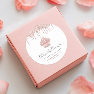 Rose Gold Cupcake Konditorei Koch Bäckerei Glitzer Runder Aufkleber