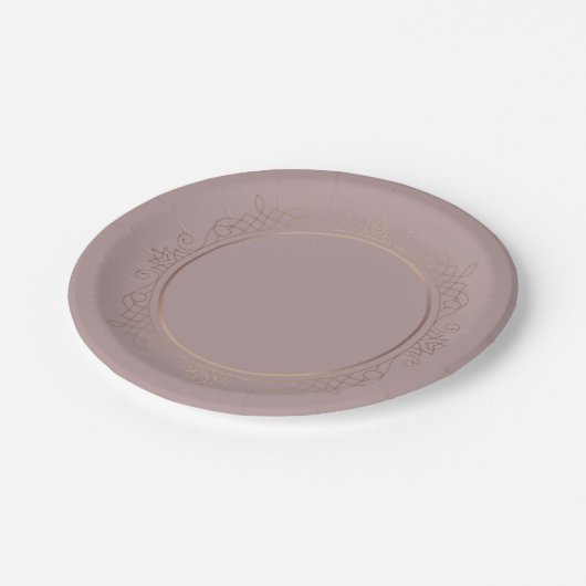 Rose Gold Custom Blank Template Trendy Elegant Pappteller (Schrägansicht)