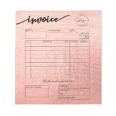 Rose Gold Custom Logo Bakery Invoice Konditorei Ko Notizblock (Vorderseite)