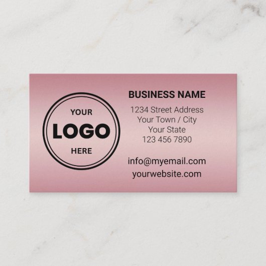 Rose Gold Custom-Logo und QR-Code Visitenkarte (Vorderseite)