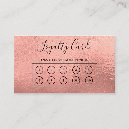 Rose Gold Custom Loyalty Card Visitenkarte (Vorderseite)