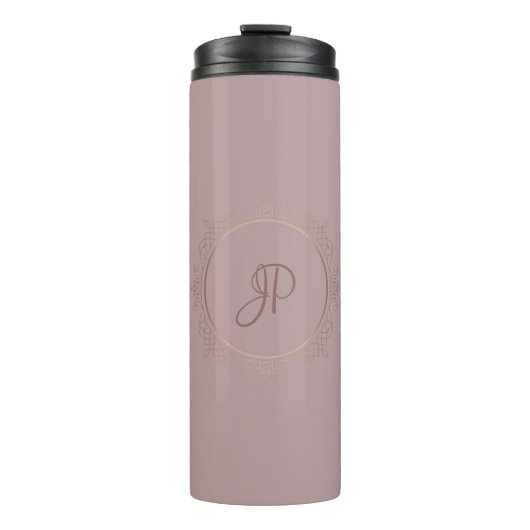 Rose Gold Custom Monogram Elegant Template Thermosbecher (Vorderseite)