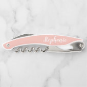 Rose Gold Custom Script Monogram Kellnermesser (Rückseite)
