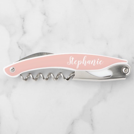 Rose Gold Custom Script Monogram Kellnermesser (Rückseite)