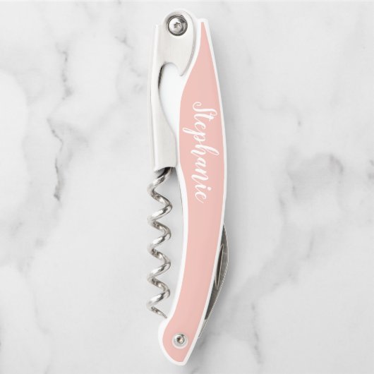 Rose Gold Custom Script Monogram Kellnermesser (Vorderseite)