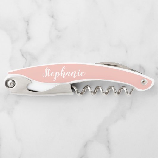 Rose Gold Custom Script Monogram Kellnermesser (Vorderseite)