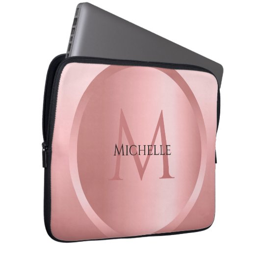 Rose Gold Custom Template Elegante Monogram Laptopschutzhülle (Vorne Rechts)