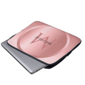 Rose Gold Custom Template Elegante Monogram Laptopschutzhülle (Vorne Knopf)