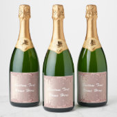 Rose Gold Custom Text Champagne oder Wine Labels Schaumweinetikett (Flaschen)