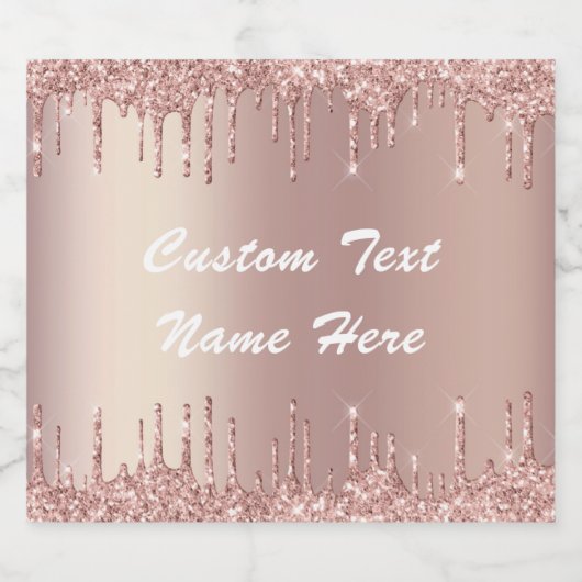 Rose Gold Custom Text Champagne oder Wine Labels Schaumweinetikett (Einzelnes Label)