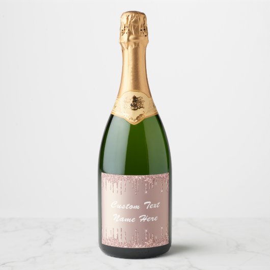 Rose Gold Custom Text Champagne oder Wine Labels Schaumweinetikett (Vorderseite)