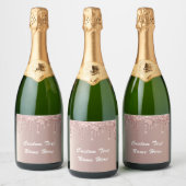 Rose Gold Custom Text Champagner Weinkennzeichen G Schaumweinetikett (Flaschen)