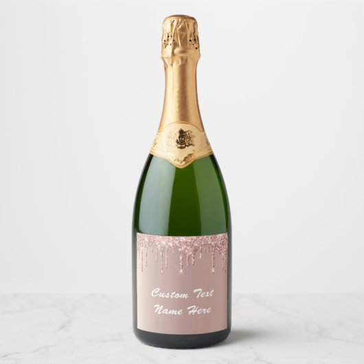 Rose Gold Custom Text Champagner Weinkennzeichen G Schaumweinetikett (Vorderseite)