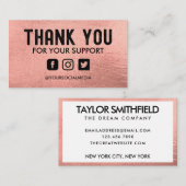Rose Gold Custom Vielen Dank Social Media Visitenkarte (Vorne/Hinten)