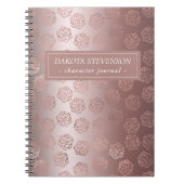 Rose Gold D20 Muster | Girly Gamer Dice Character Notizblock (Vorderseite)