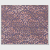 Rose Gold Damask auf Lila Geschenkpapier (Flach)