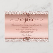 Rose Gold Damask Eleganter Hochzeitsslipp Empfang Begleitkarte (Vorderseite)