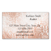 Rose Gold Damask Elegantes Skript Magnetische Visitenkarte (Vorderseite)